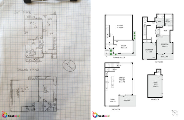 Floor Plan Sketch Conversion From Beat Color