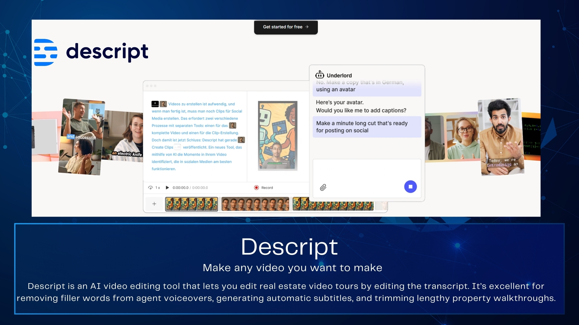 Descript - AI Video Editing Tools for Real Estate Post-Production - Best AI Video Generators in 2025