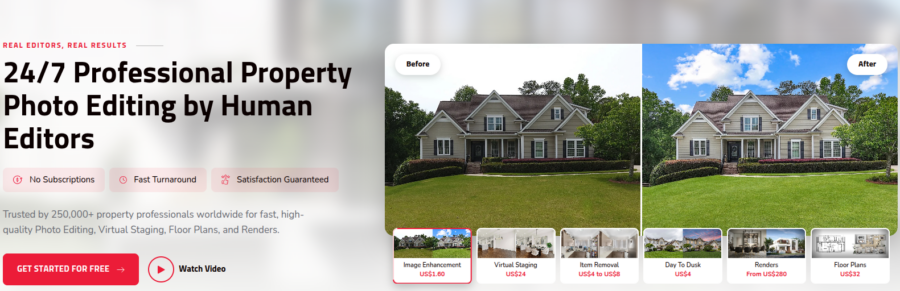 Real estate photo editing company